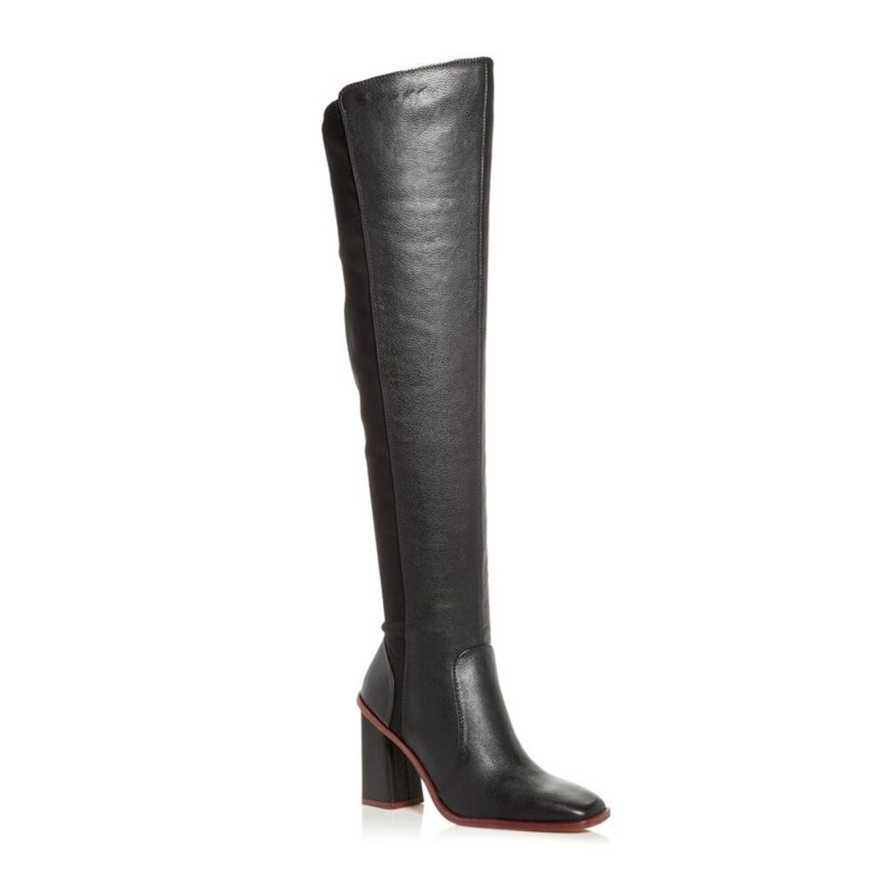 VINCE CAMUTO Womens Black Heel Dreven Toe Block Heel Leather Heeled Boots 5 M